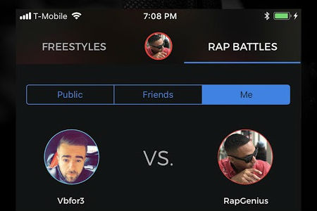 Battle Rap: a screen matching two players against each other