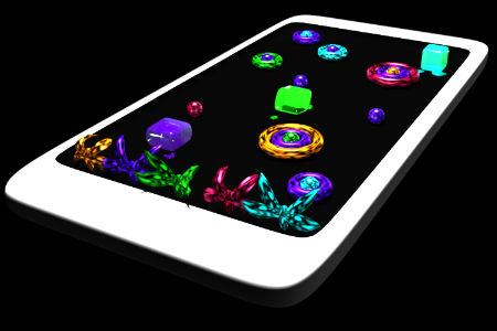 Color Strike Defense running on a phone: bright enemies on a dark board